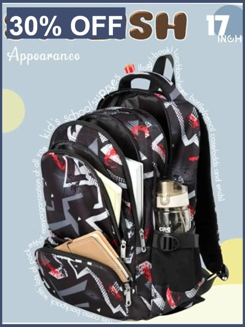 Kids Backpack 17in Laptop Compartment Elementary Middle School Bookbag Boys